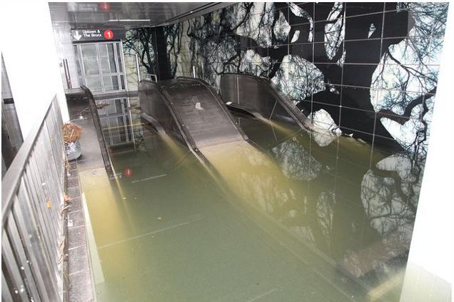 Submerged escalator at South Ferry station